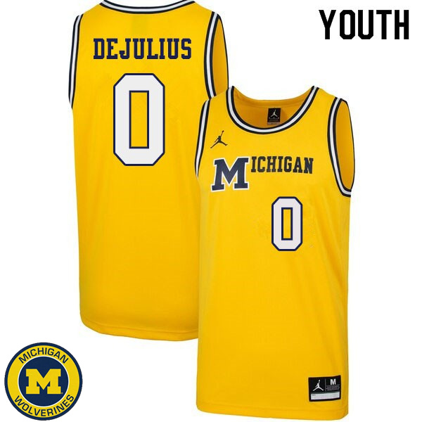 Youth University of Michigan #0 David DeJulius Yellow 1989 Retro High School Basketball Jersey